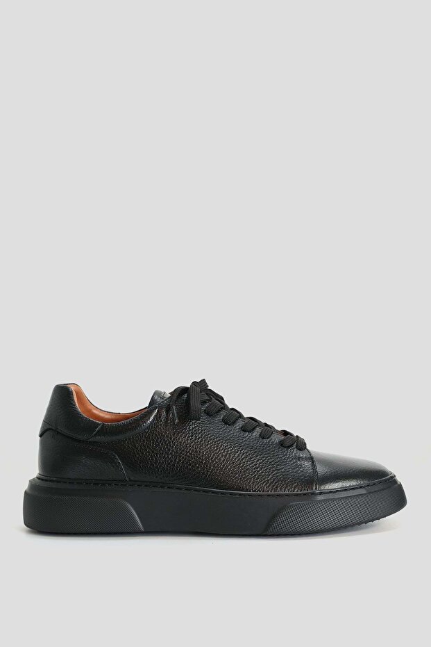 Tommy Erkek Deri Sneaker Ayakkabı Siyah Siyah - 1