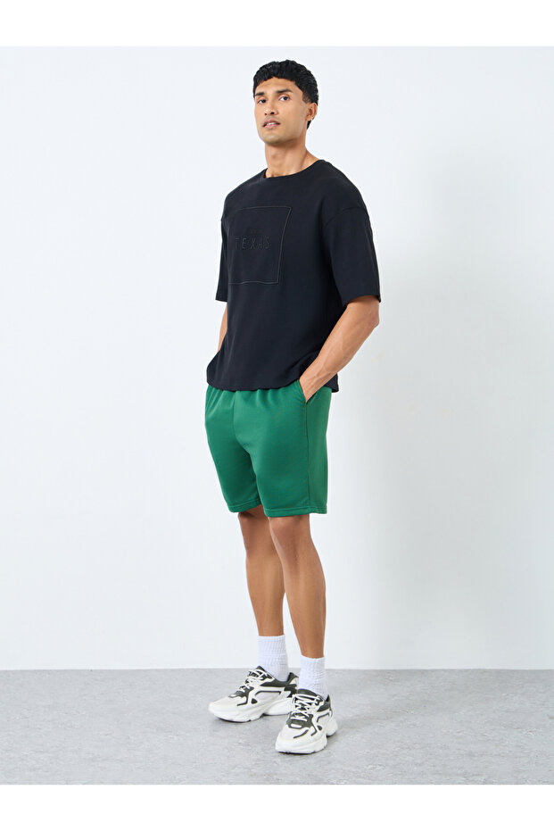 Solid Regular Fit Shorts with Drawstring - 2