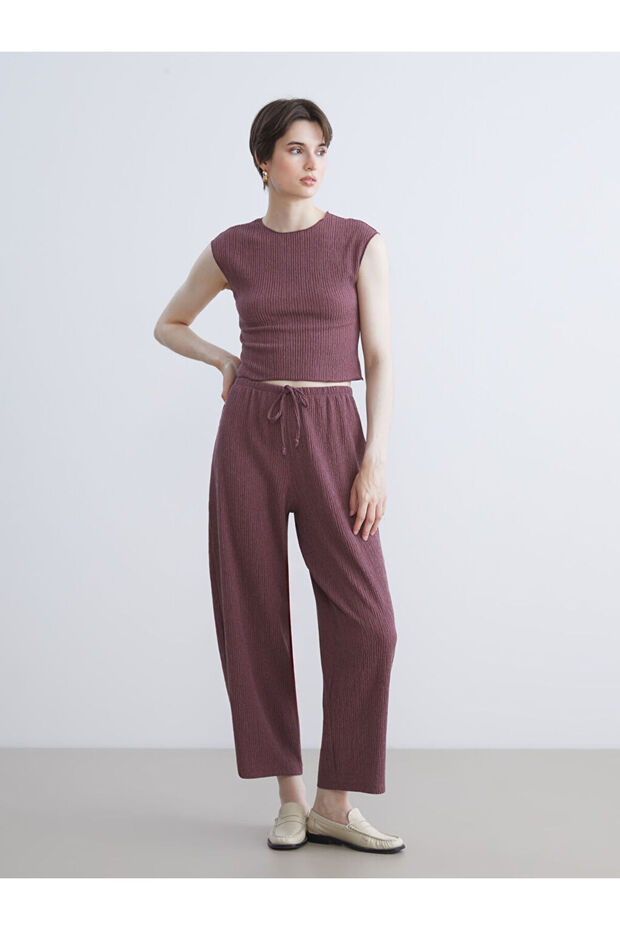 Esvab • Modern & Distinctive Women's Textured Pants with Waist Cord