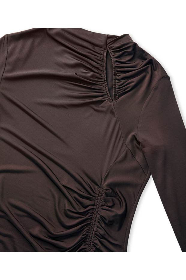 Drapeli cutout elbise - 4