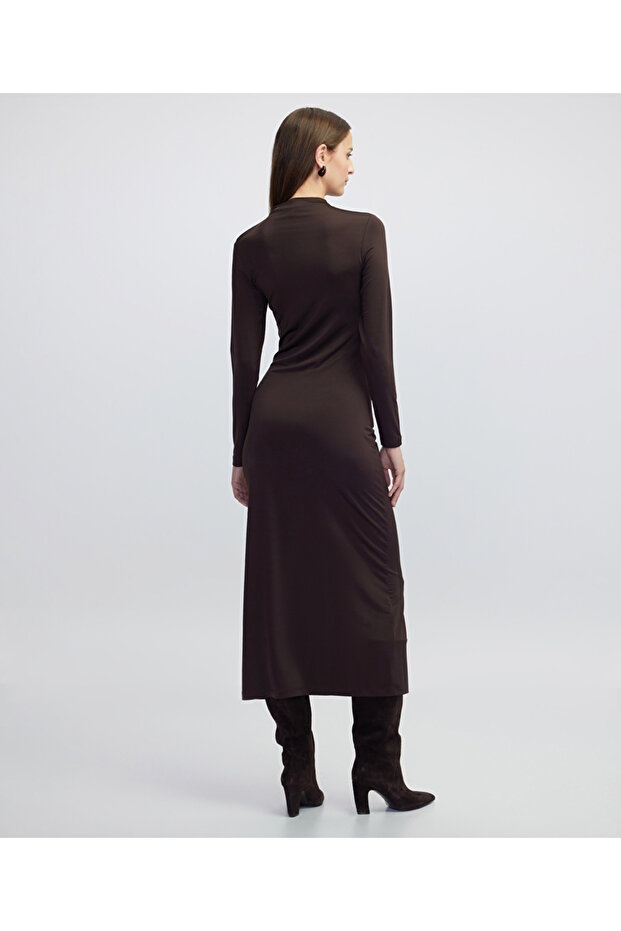 Drapeli cutout elbise - 6