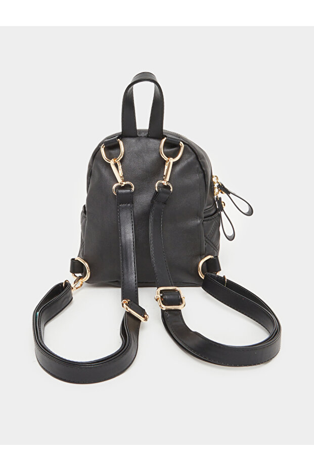 Black Quilted Mini Backpack - 2