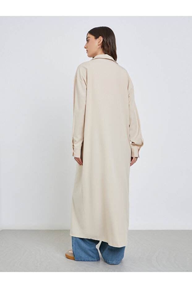 كيمونو سادة بياقة وأزرار للإغلاق - 5