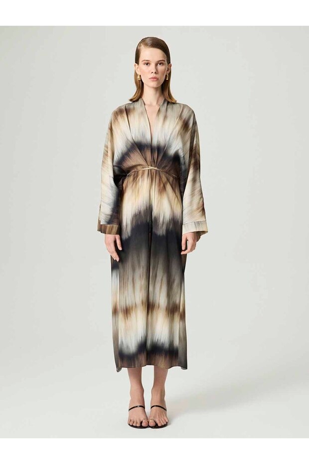 Batik Desenli Maxi Elbise - 1