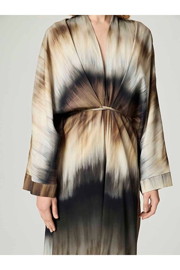 Batik Desenli Maxi Elbise - 4