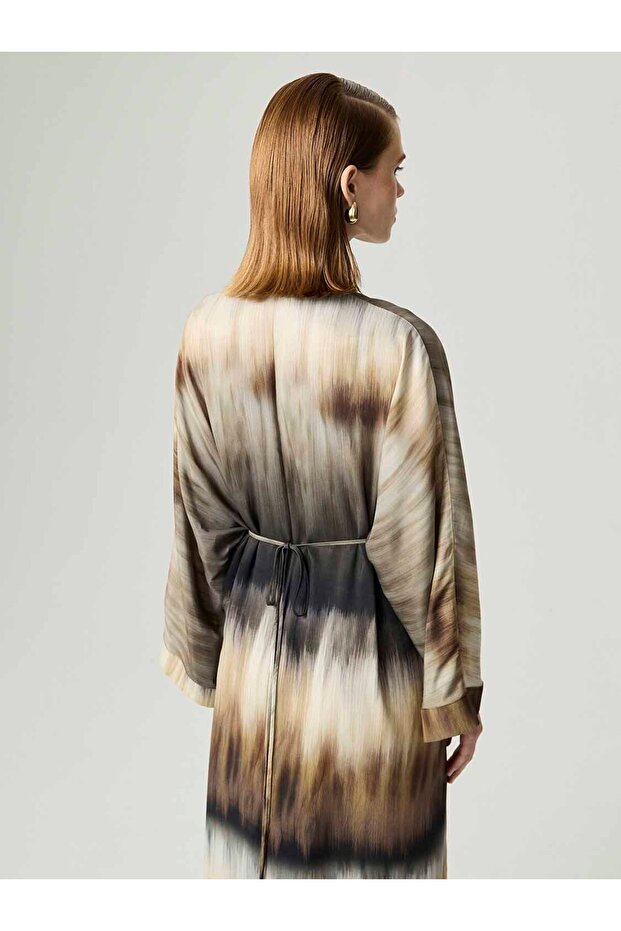 Batik Desenli Maxi Elbise - 5