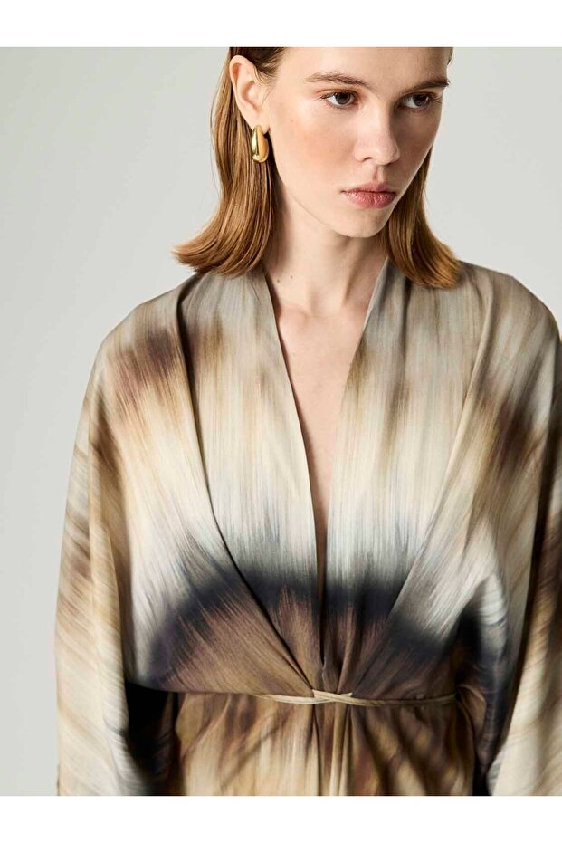 Batik Desenli Maxi Elbise - 3