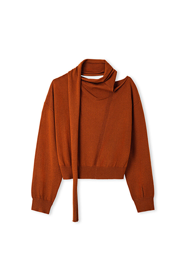 Atkı aksesuarlı triko - 3