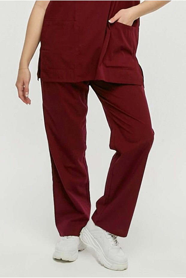 Ultralycra Comfy - Plus Size Lycra Doctor Nurse Single Bottom Surgical Jersey (Unisex), Burgundy