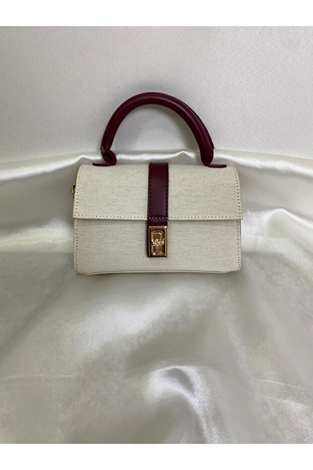 Women's Mini Gold Detailed Leather Belt and Handle Hand and Shoulder Bag