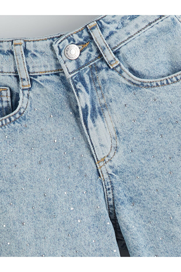 LCW KidsMavi Taşlı Kız Çocuk Jean Şort - 2