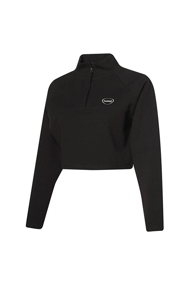 Tech Kadın Siyah Bisiklet Yaka Sweatshirt - 1