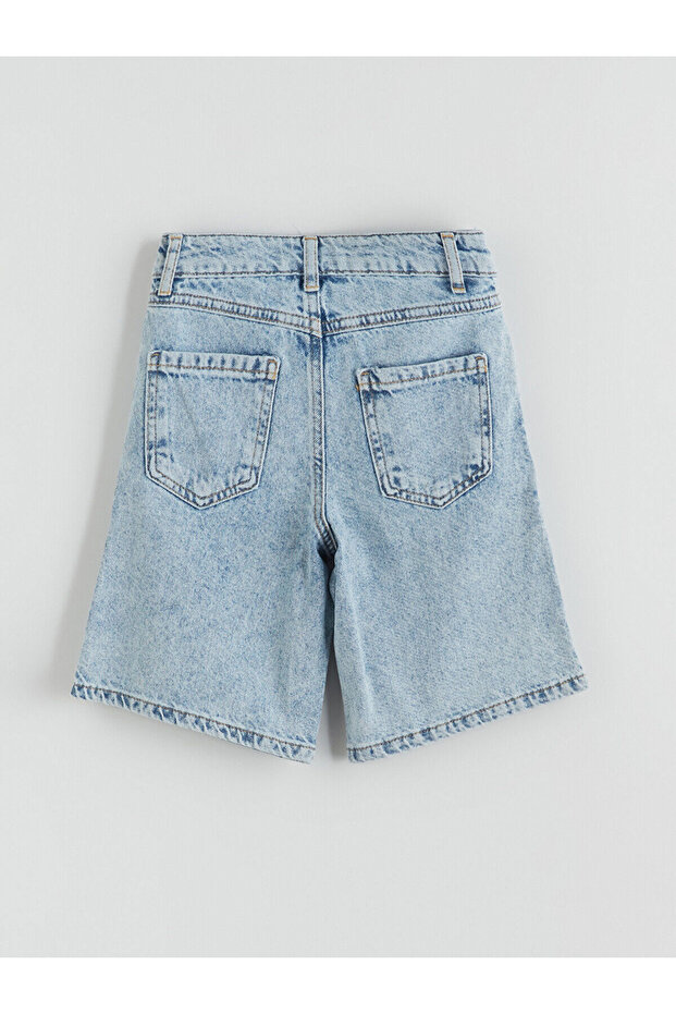 LCW KidsMavi Taşlı Kız Çocuk Jean Şort - 3