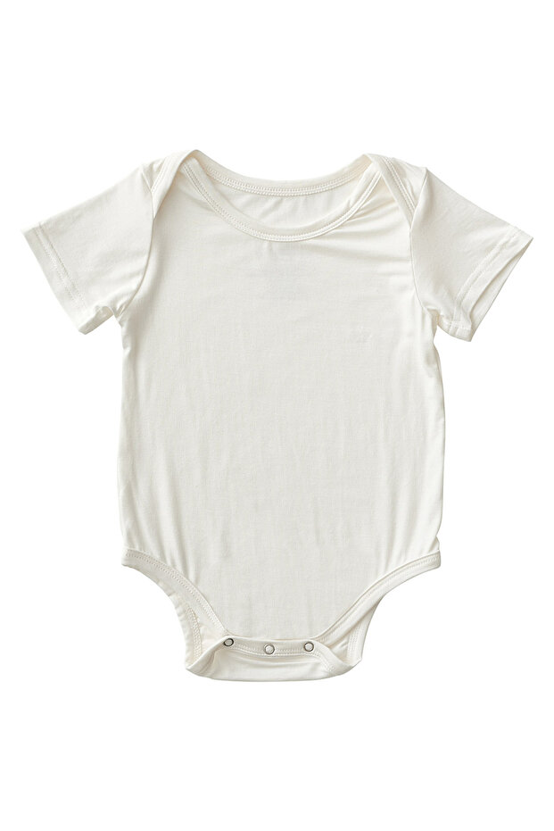 Organic Bamboo Spandex Bodysuit - White_6-12M