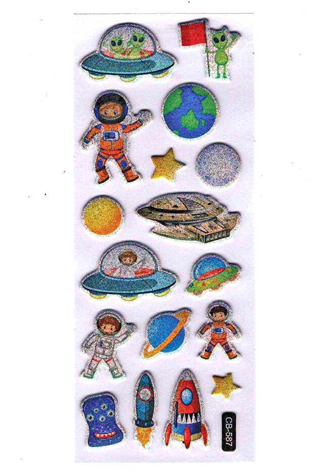 ملصق مخطط دفتر ملاحظات منقوش (cb587) مقاس 16 × 7 سم - رائد الفضاء UFO