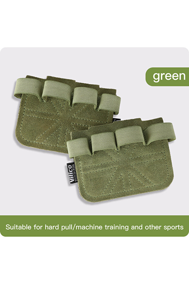 A0141-green Powerlifting Gym Gloves Breathable Horizontal Bar Booster Gloves Weightlifting Leather P