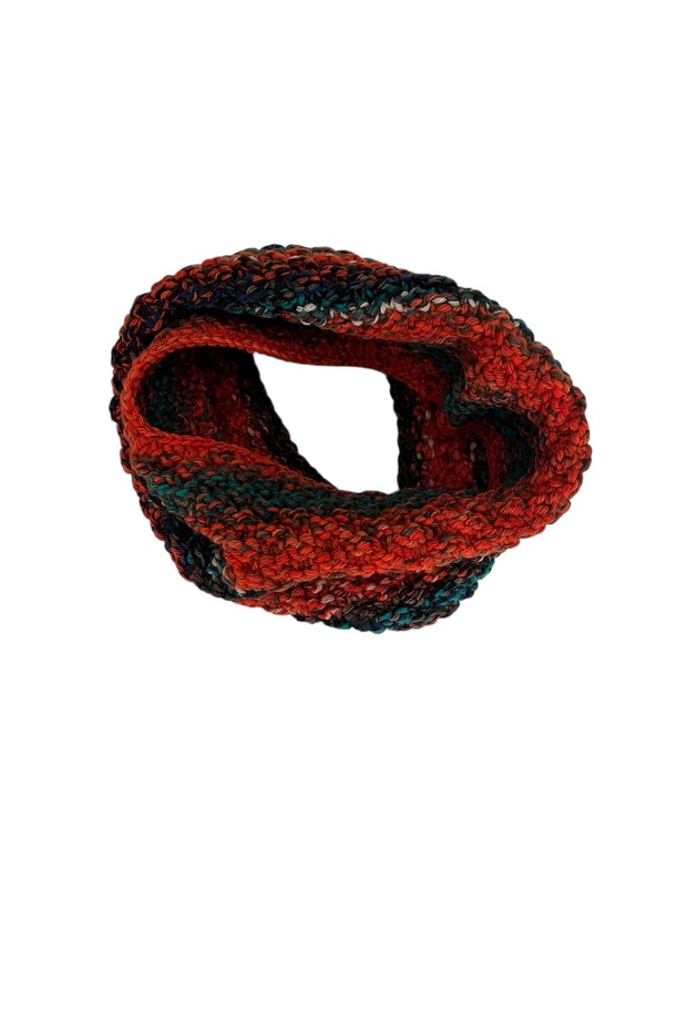 Hand Knitted Orange Color Gradient Children's Winter Neck Collar
