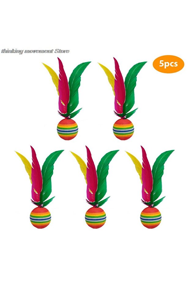 -B 1/5pcs Colorful Feather Shuttlecock China Jianzi Foot Kick Hand wheel Fancy Goose Feather Shuttle