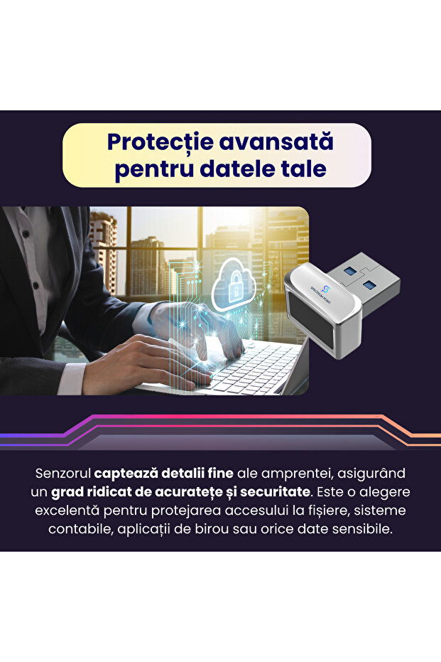 USB fingerprint reader model U6, compatible with Windows and Android, plug & play installation, gray - 7