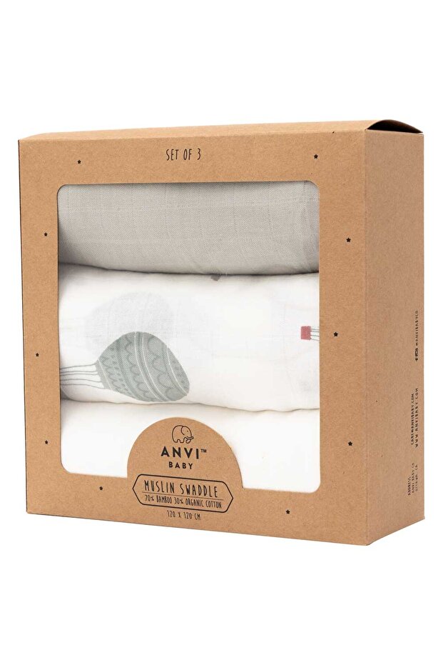 The Flying Whale Bamboo Swaddle 120x120cm - Pack of 3