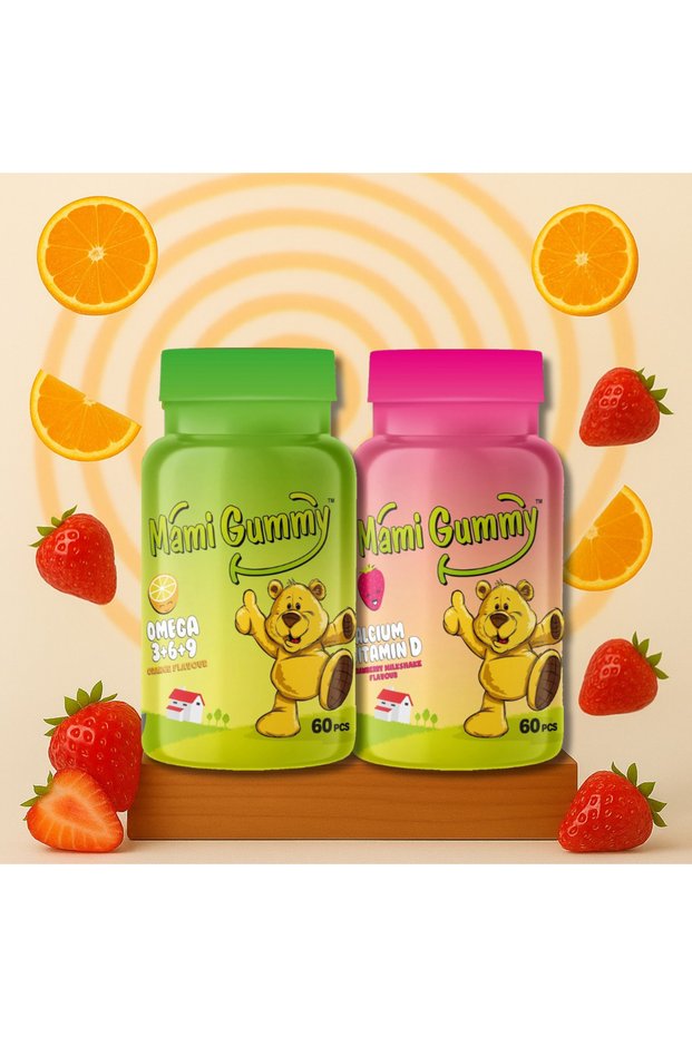 Set of 2 Omega (3-6-9) (Orange) - Calcium & Vitamin D (Strawberry)
