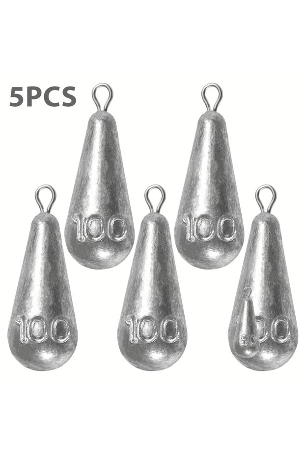 100g-3.53oz 5pcs Fishing Weights Sinkers, 10 Sizes Teardrop-Shaped Fishing Lead Sinkers, Bass Casti