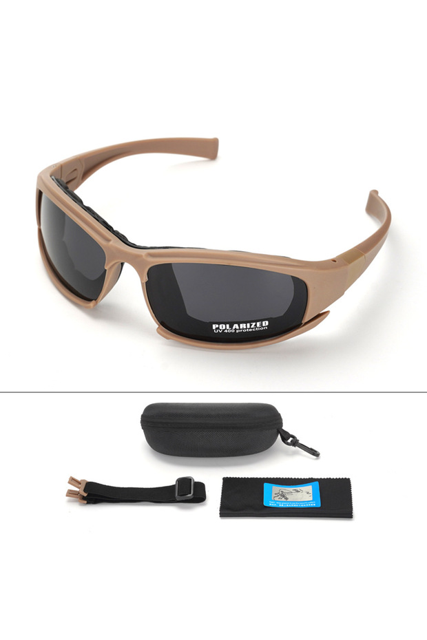 Khaki-1 Lens Set New 4 Lens Tactical Goggles - Polarized Windproof & Dustproof Safety Glasses for Ou