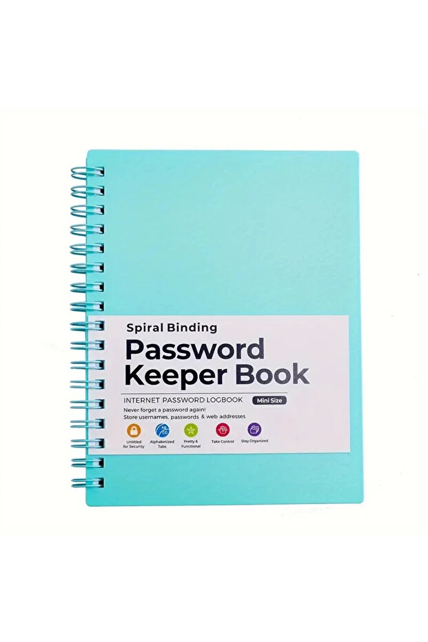 Sky blue MINI Spiral Password Keeper Book Notepad Secure & Organized Notebooks Notebook Diary Writin - 1