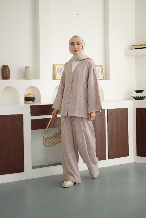 Single Button Jacket Set - 2