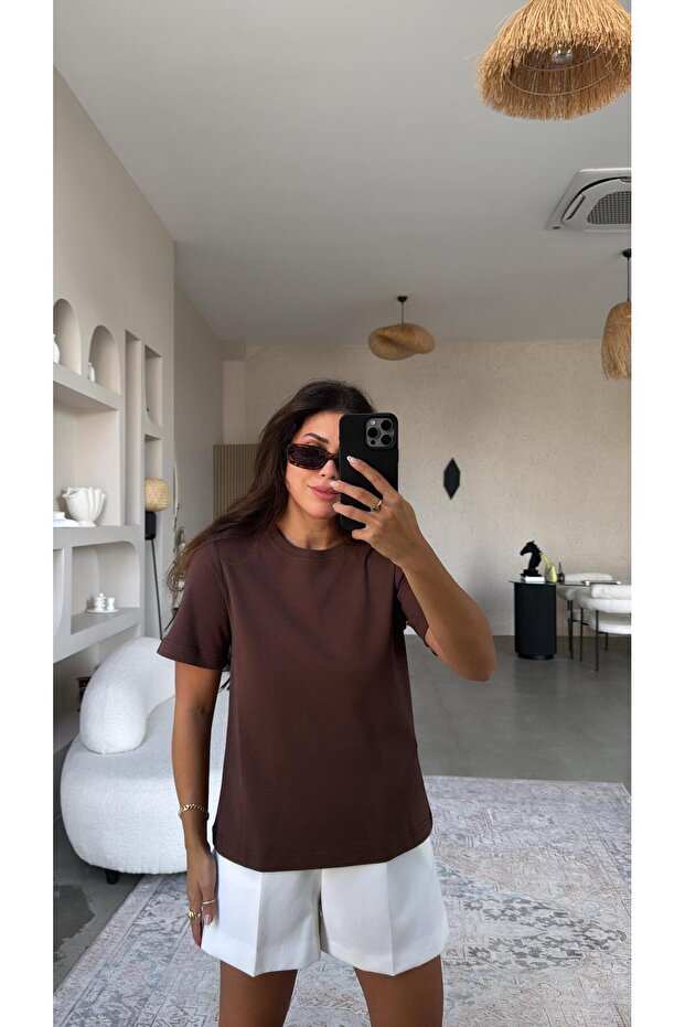 Brown Dlv Basic Cotton Tshirt - 3