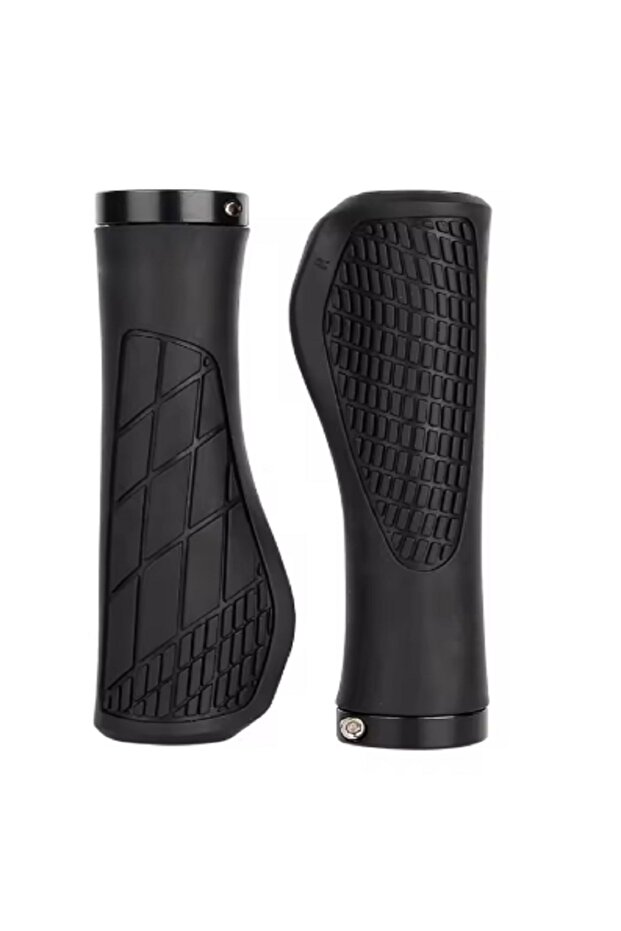 Black 1Pair Mountain Bike Handlebar Grips Anti-skid Comfortable Lockable Bicycle Grips Soft MTB ...