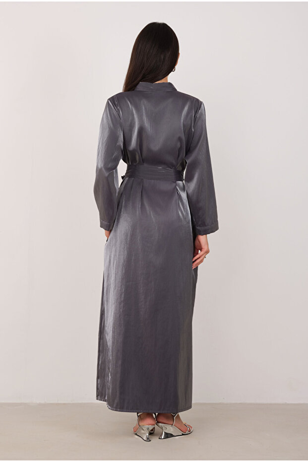 Çiçekli Aplikeli Abaya Siyah - 3