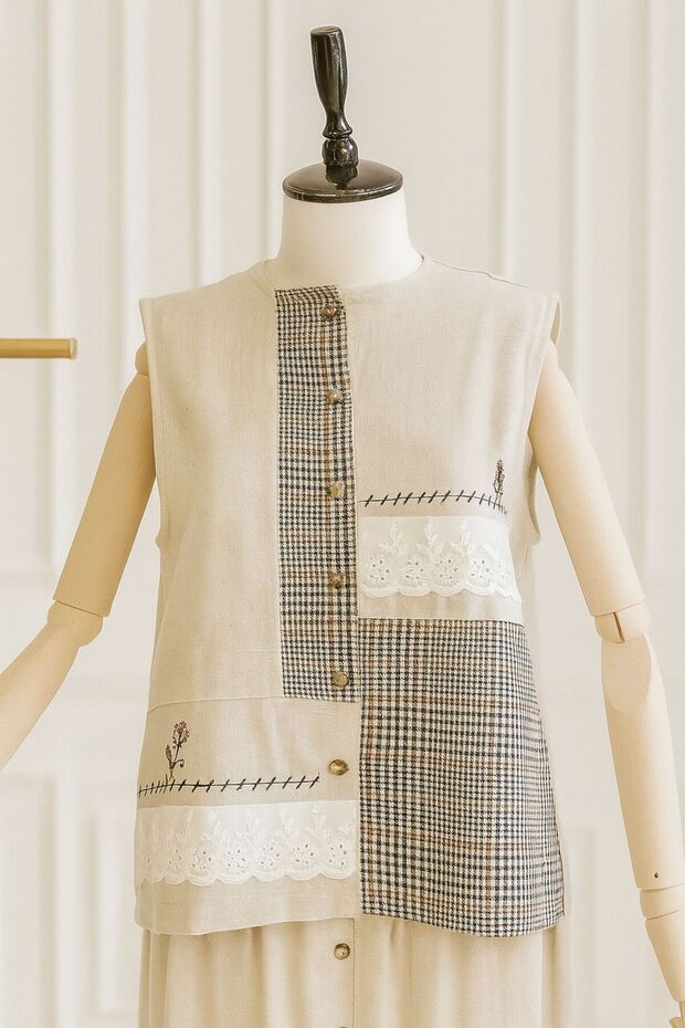 Patchwork Ekose Yelek - 1