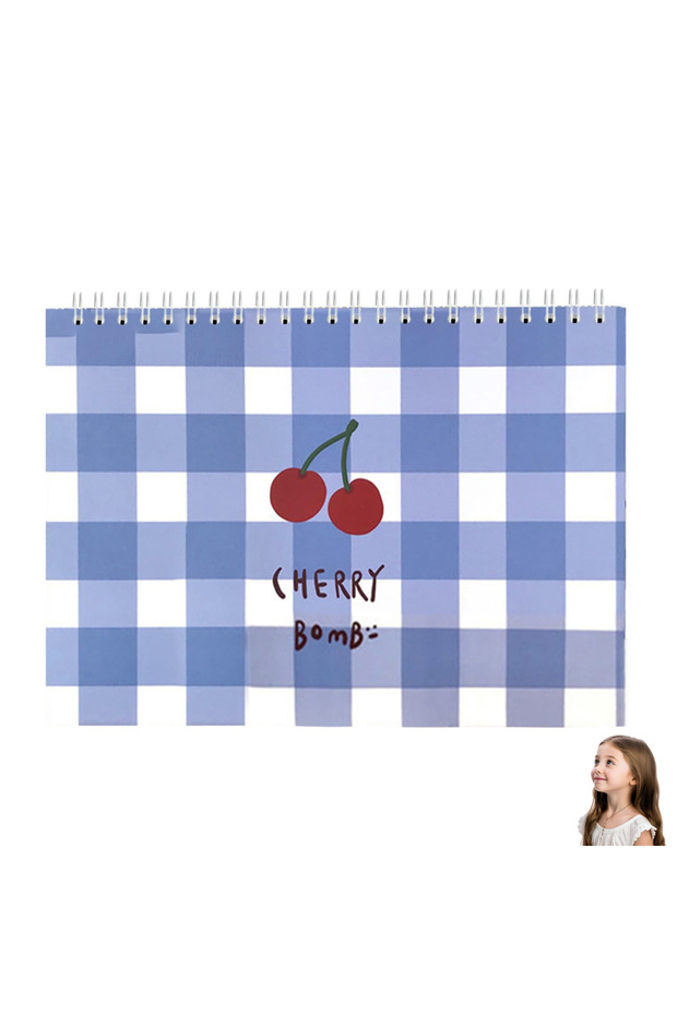 دفتر ملاحظات Grid Cherry A5 القابل لإعادة الاستخدام لجمع الملصقات، سميك ومحمول، أدوات مكتبية مدرسية Ae
