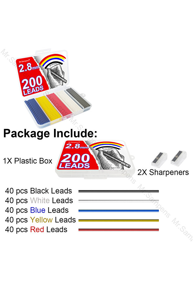 200 Leads 200pcs 2.8mm Long Head Automatic Pencil Leads for Woodworking Deep Hole Marking Engineerin