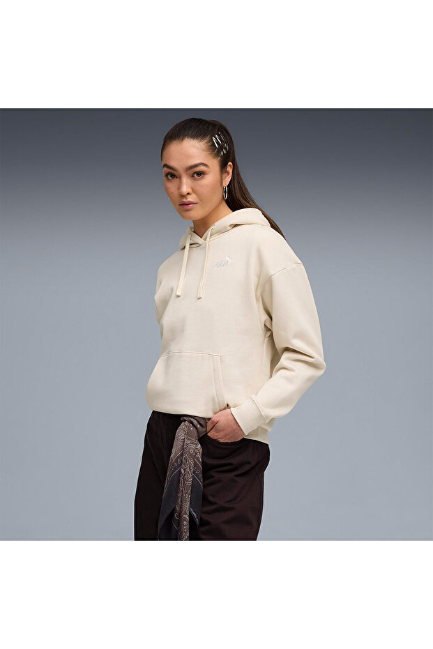 Essentials Small No.1 Logo Women's Beige Hooded Sweatshirt