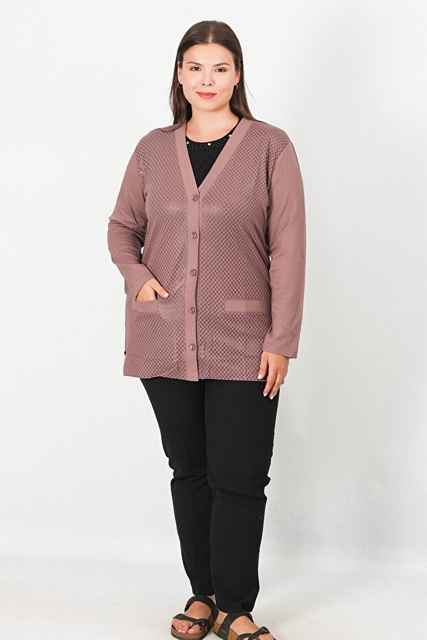 سترة منقوشة بأزرار من الجلد المرسيريزد - 3