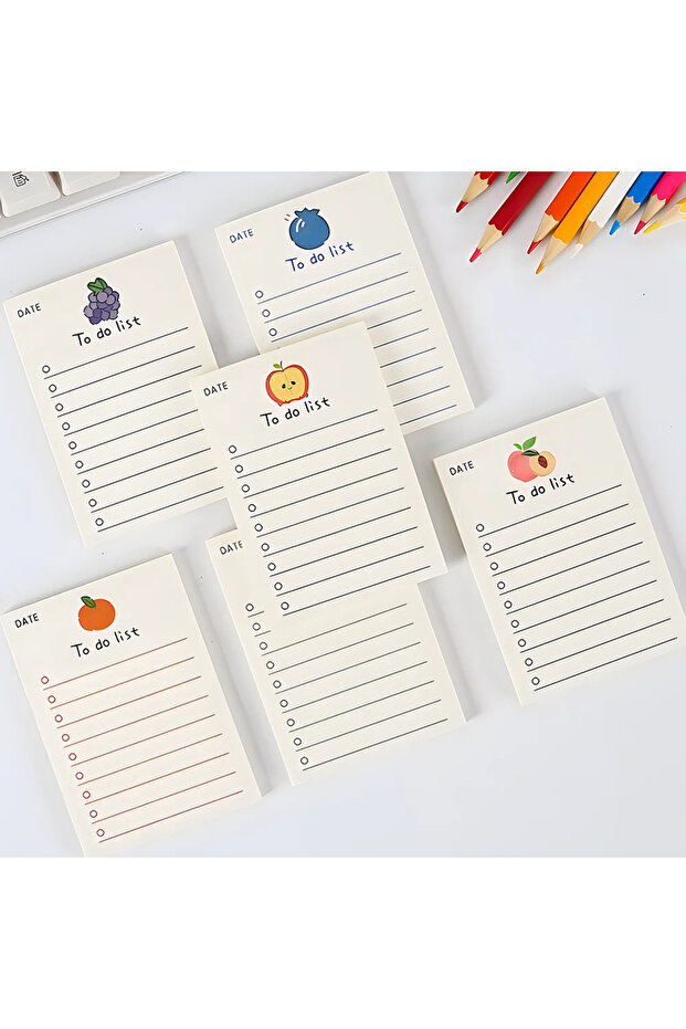 مجموعة عشوائية من 1 قطعة من أوراق الملاحظات غير اللاصقة المبطنة على شكل فاكهة الدب الكورية، قائمة مهام لطيفة للتسوق اليومي - 1
