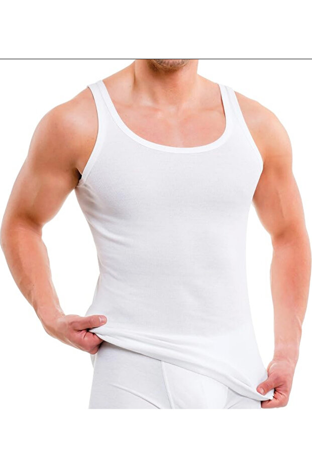 Maksim Ribana Combed Thin F Corded Fabric Organic Cotton Extra Long Men's Undershirt Boxed Pack of 5