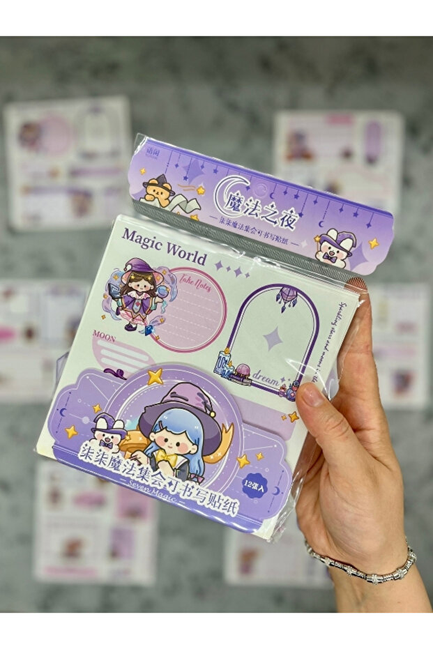 Seven Magic 12 Sheets 90 Pieces Purple Post-It and Sticker Set/Adhesive Paper/Label/Sticker