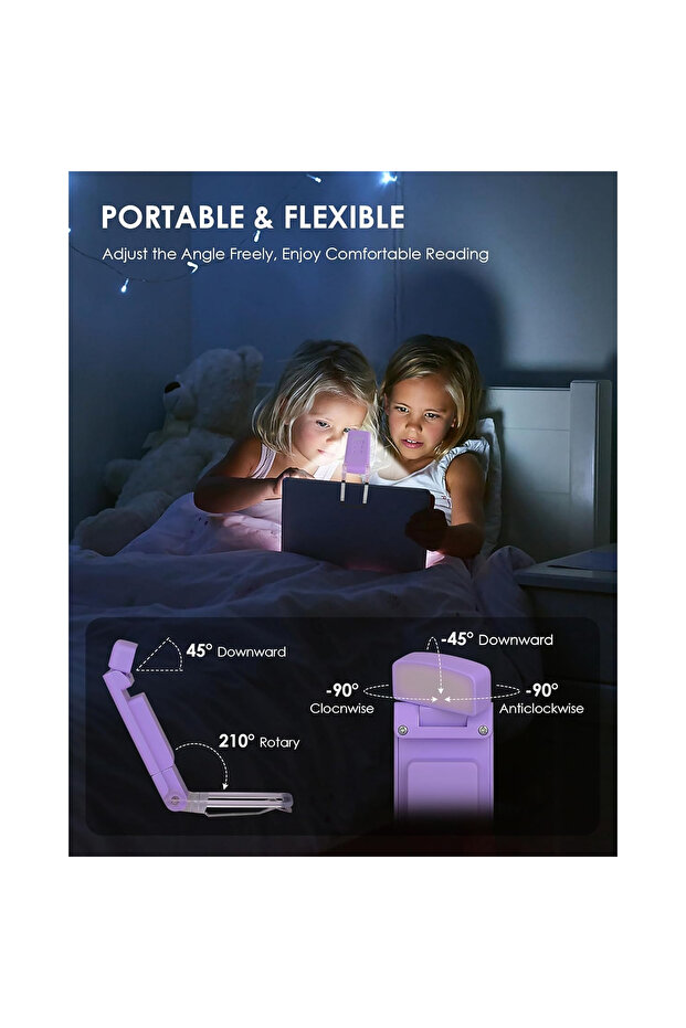 LED Reading Lamp with Book Attachment, 3 Color Modes, 5 Brightness Levels, USB Rechargeable - 6