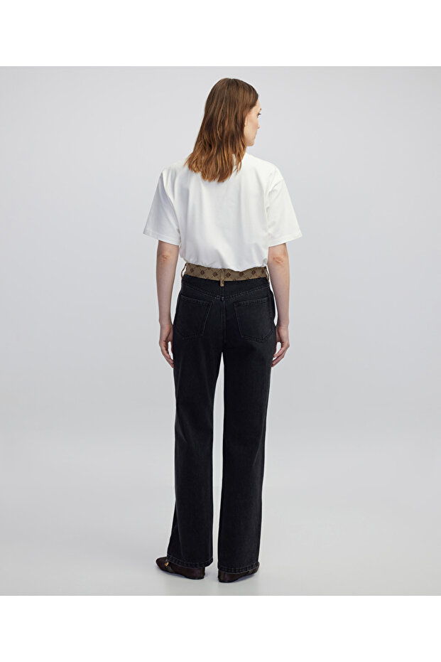 Monogram jakarlı jean pantolon - 6