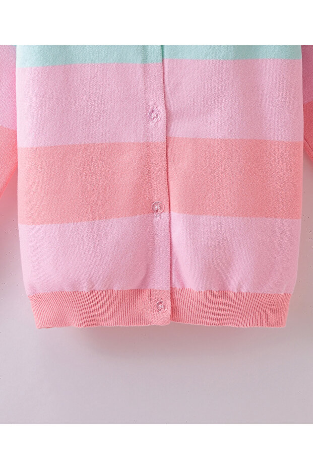 سترة مخططة بألوان الباستيل بأزرار - متعددة الألوان - 4