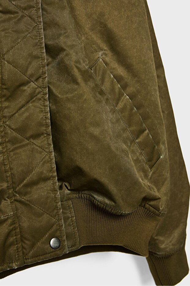 Yıkanmış Görünümlü Bomber Ceket - 7