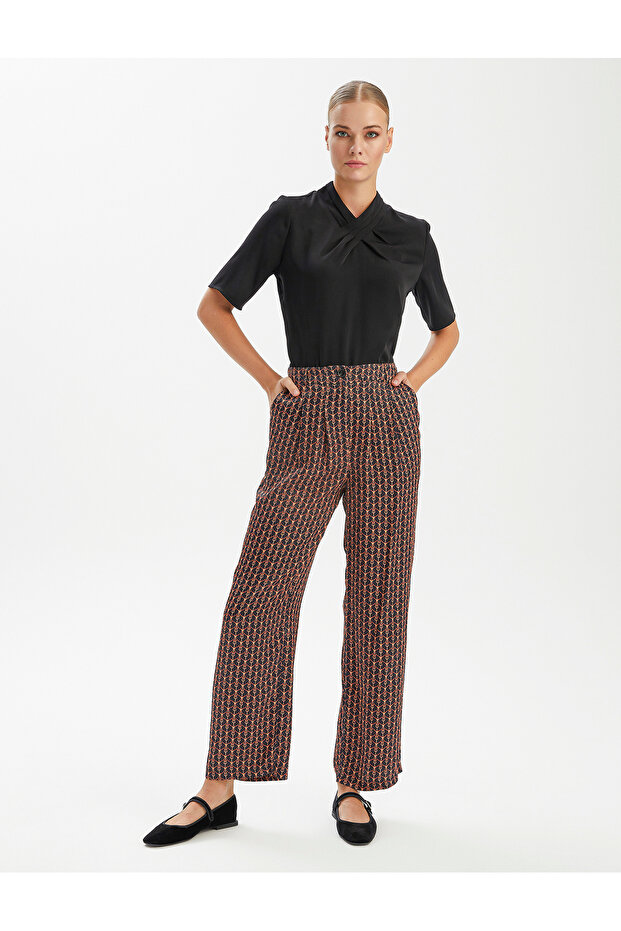 Viscose Printed Satin Pants - 1