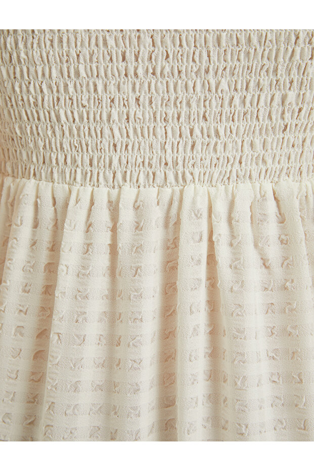 GİPELİ STRAPLEZ GOFRE ELBİSE - 6