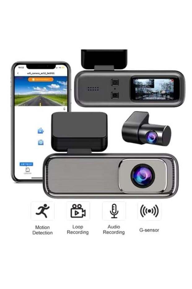 داش كام Q6 4K أمامية وخلفية، HDR، واي فاي، مستشعر حوادث Parking Mode,رؤيه ليليه تطبيق جوال