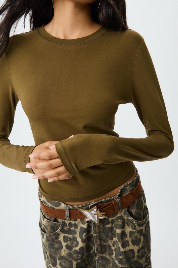 Basic bisiklet yaka tişört - 2