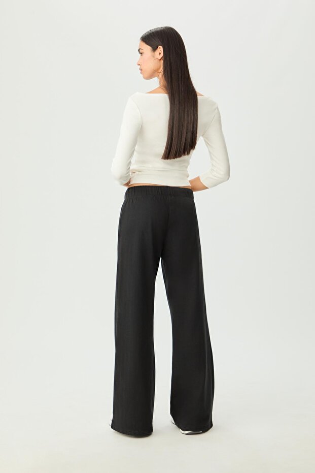 Relaxed Fit Bağcıklı Çan Paça Pantolon - 5