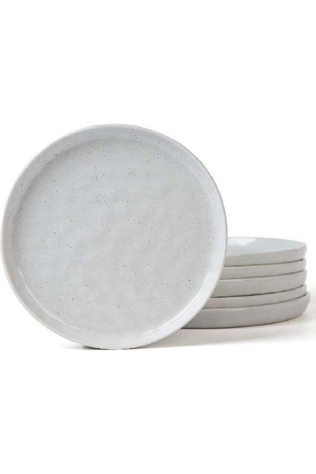 Mars 6 Piece Stoneware Dinner Plates in 26 cm, Scratch Resistant, Modern Rustic Serving Dishes, Lig